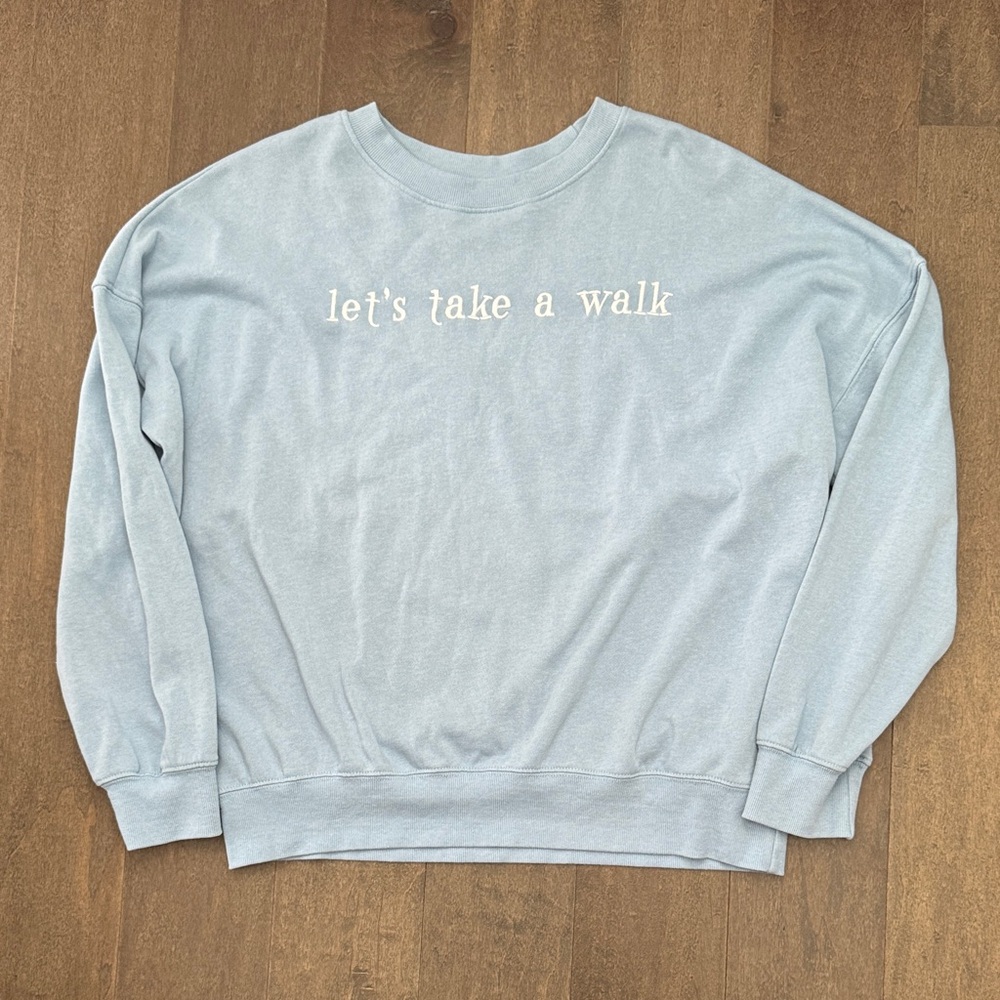 ‘Let’s Take a Walk’ Blue Pullover 3/$30 - Picture 1 of 5